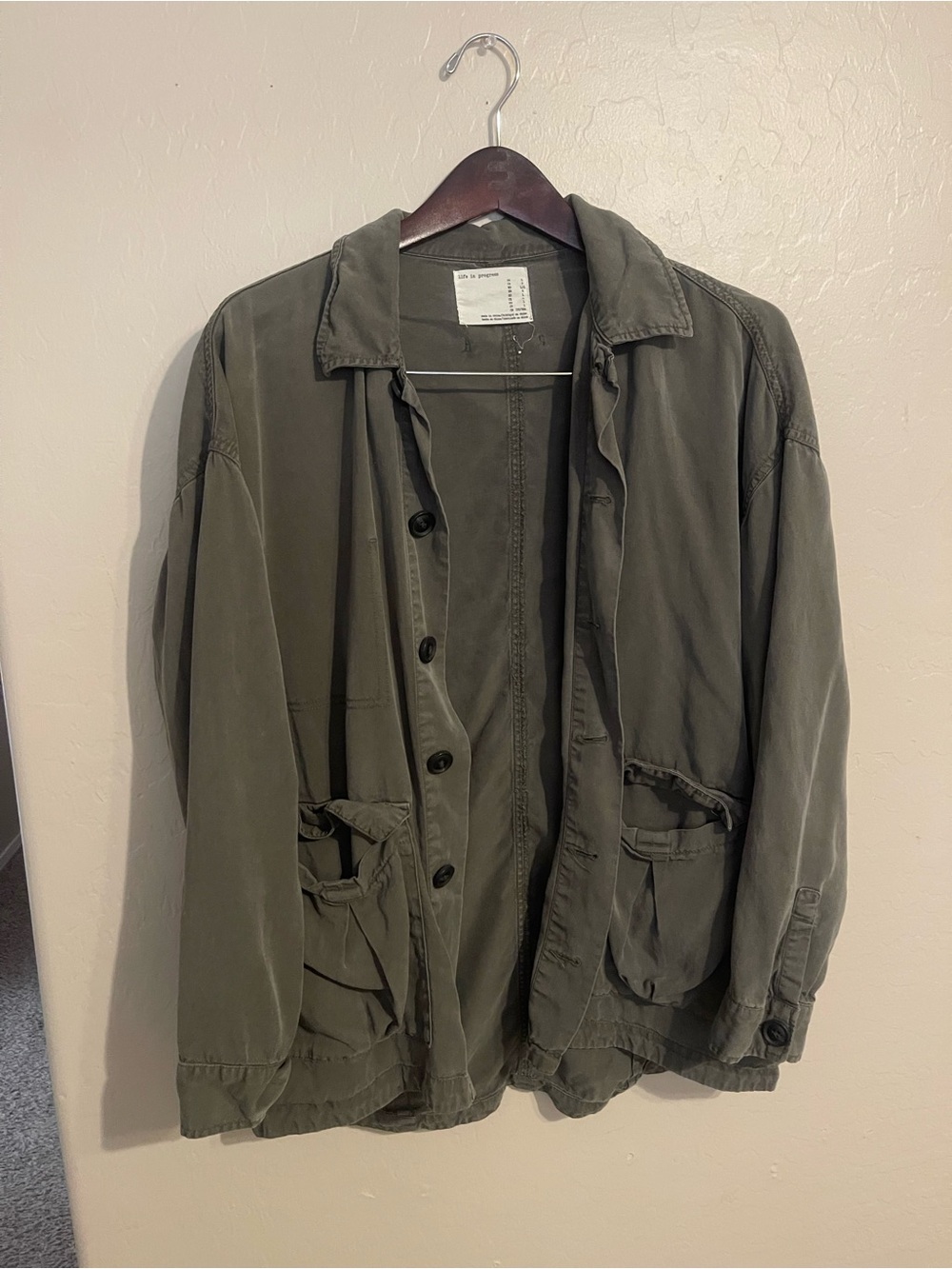 Women’s Olive Green Casual Utility Jacket